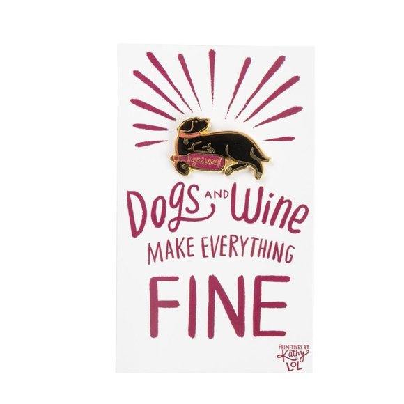 Dogs and Wine Make Everything Fine Enamel Pin - Picture 1 of 5